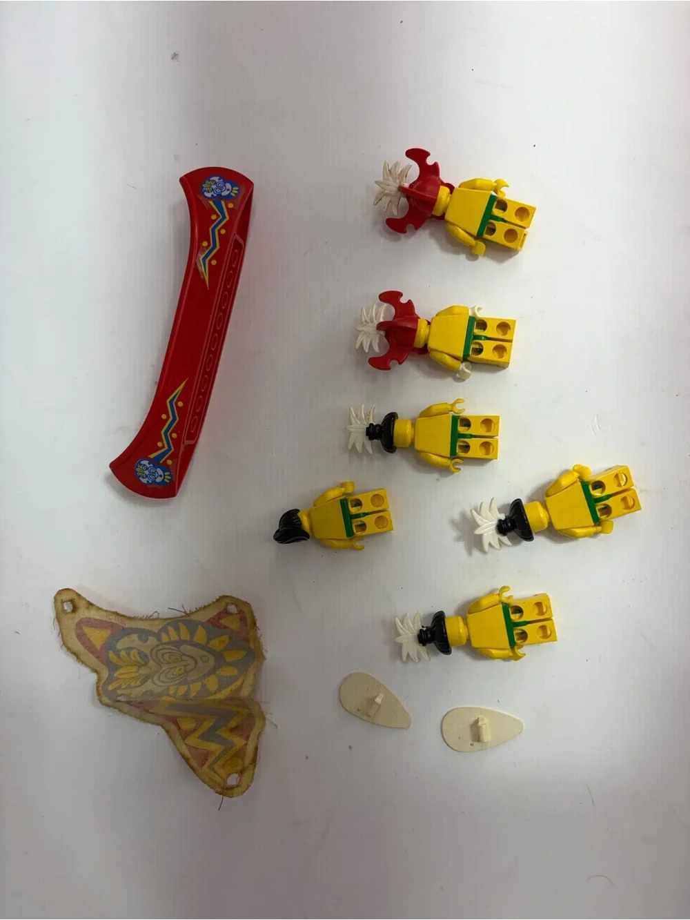 Lot Of Vintage Lego MiniFigures And Accessories, Islanders, Flags And Canoe